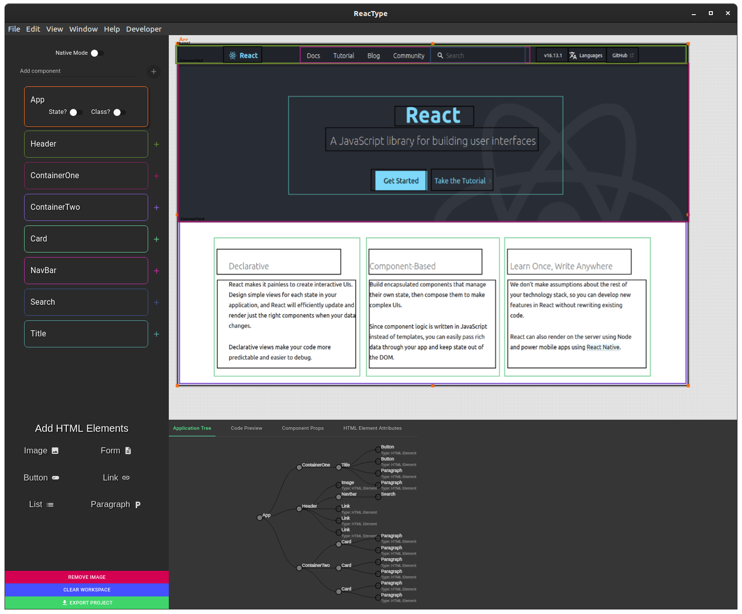 Image of ReacType Application