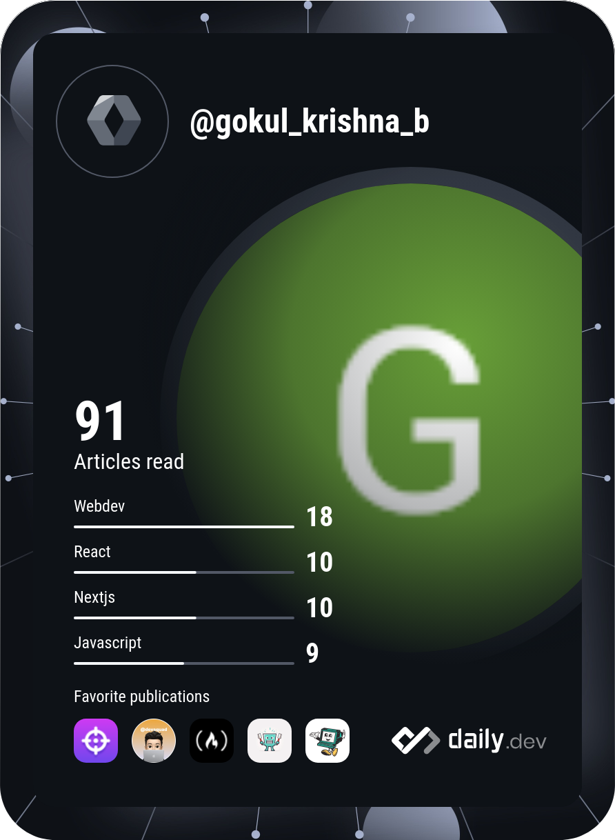 Gokul Krishna B's Dev Card