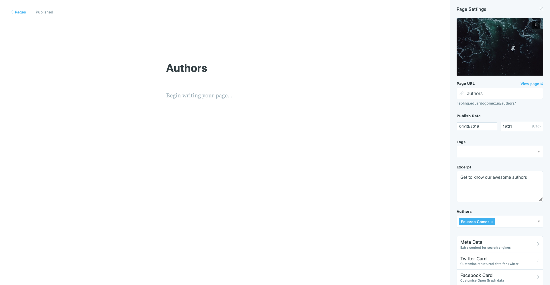 Authors page