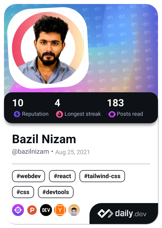 Bazil Nizam's Dev Card