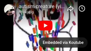 KouTube image generation demonstration, "autism creature (yipee)"
