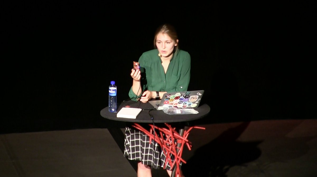 Kelsey Breseman live coding on Tessel 2 at NodeConf Oslo 2016