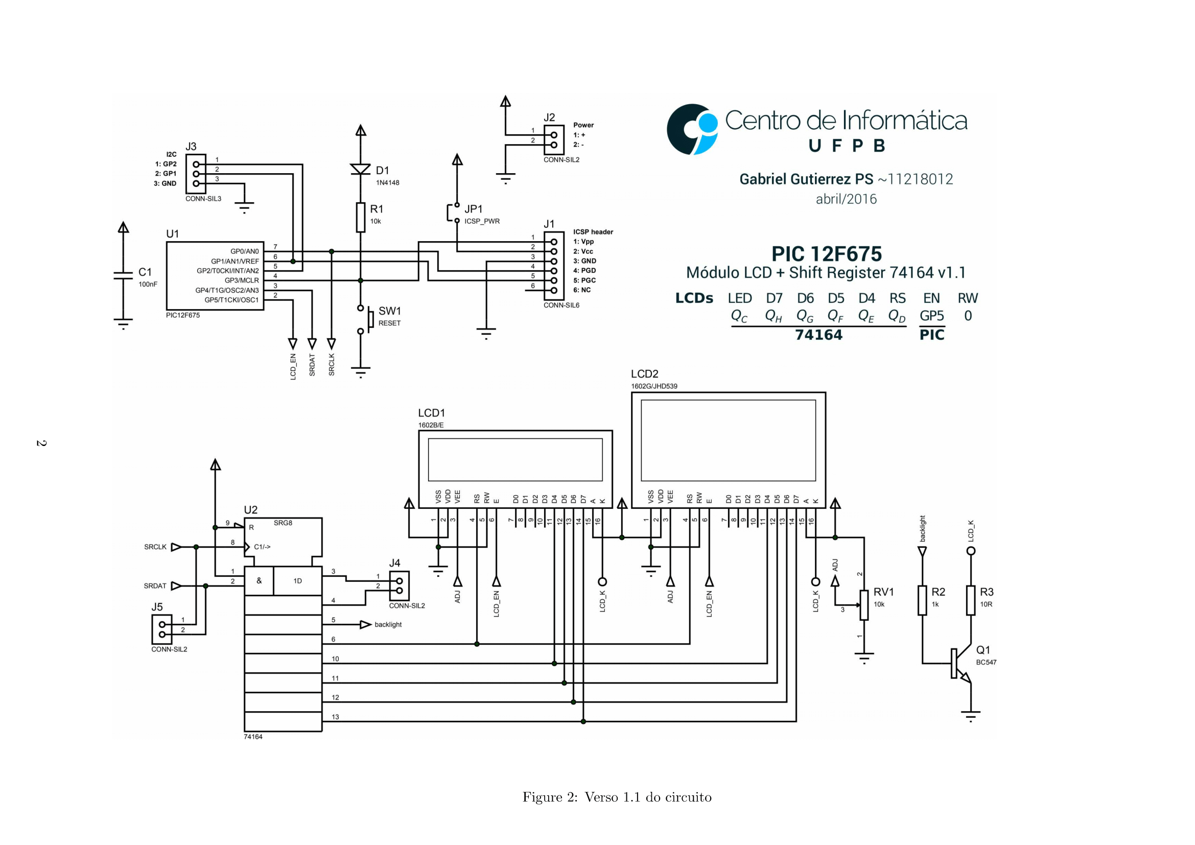 Esquematico placa LCD