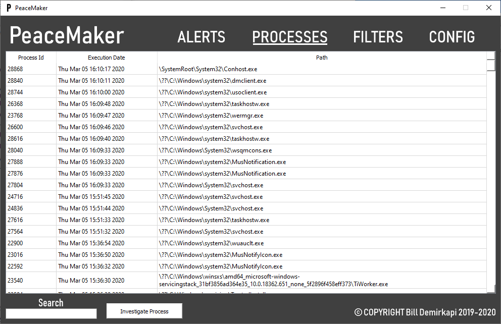 Processes Tab