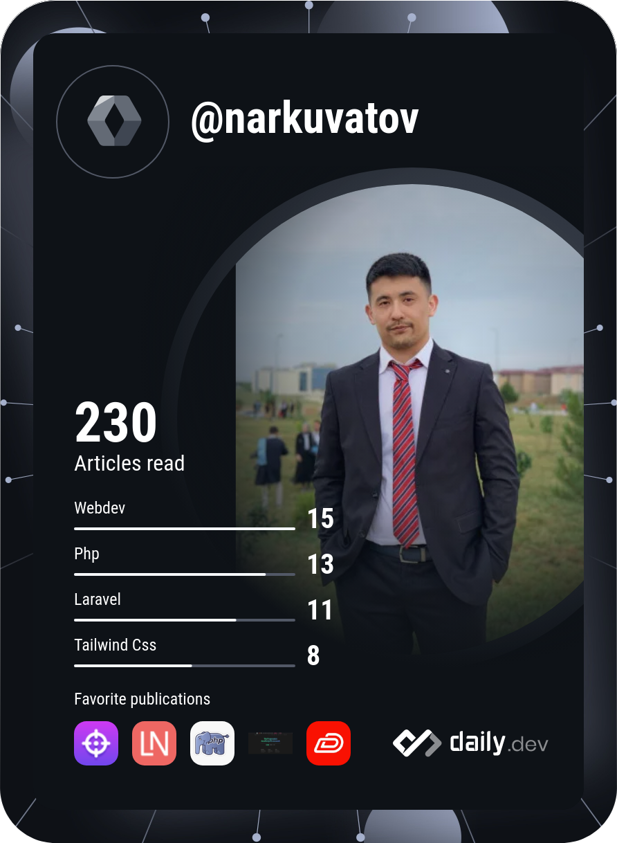 Yusup Narkuvatov's Dev Card