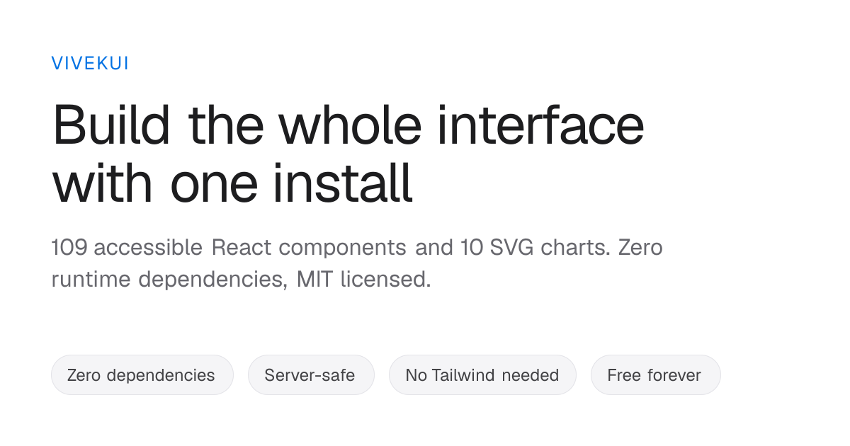 VivekUI - a free, zero-dependency React component library