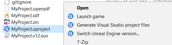 Right click .uproject
