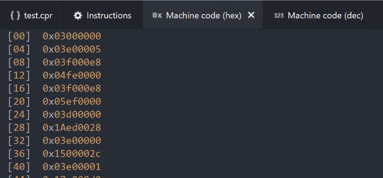 Machine code hex screenshot