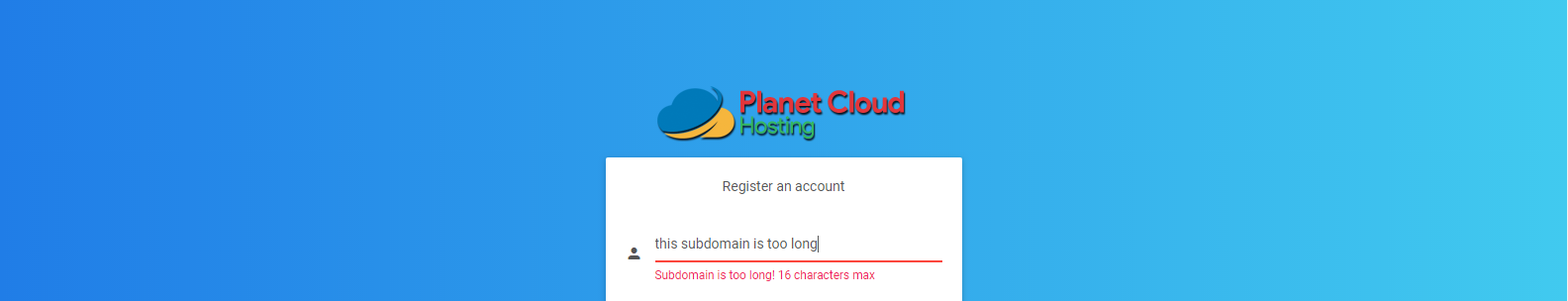 Signup demo too long subdomain