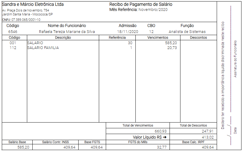 Visualização do Modelo de Contracheque