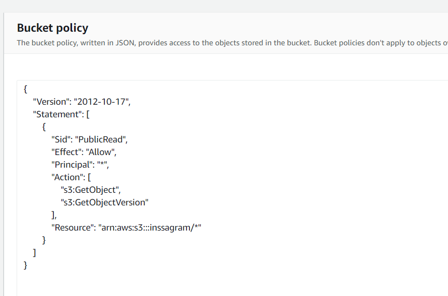 Bucket policy added