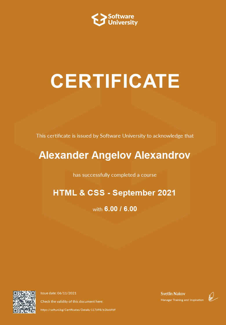 HTML & CSS Certificate
