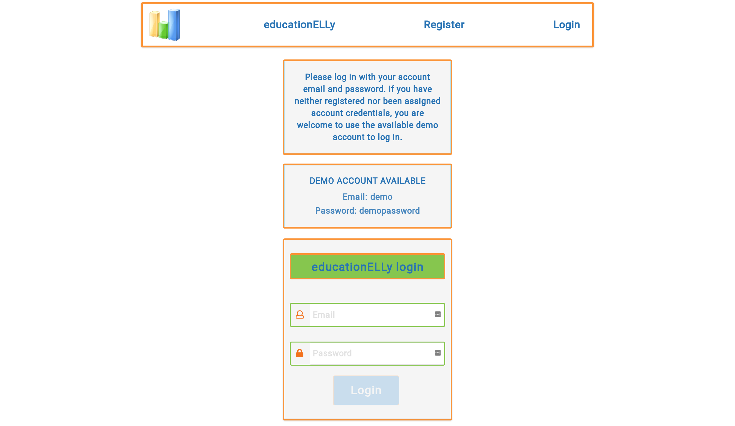 educationELLy Desktop Login Page