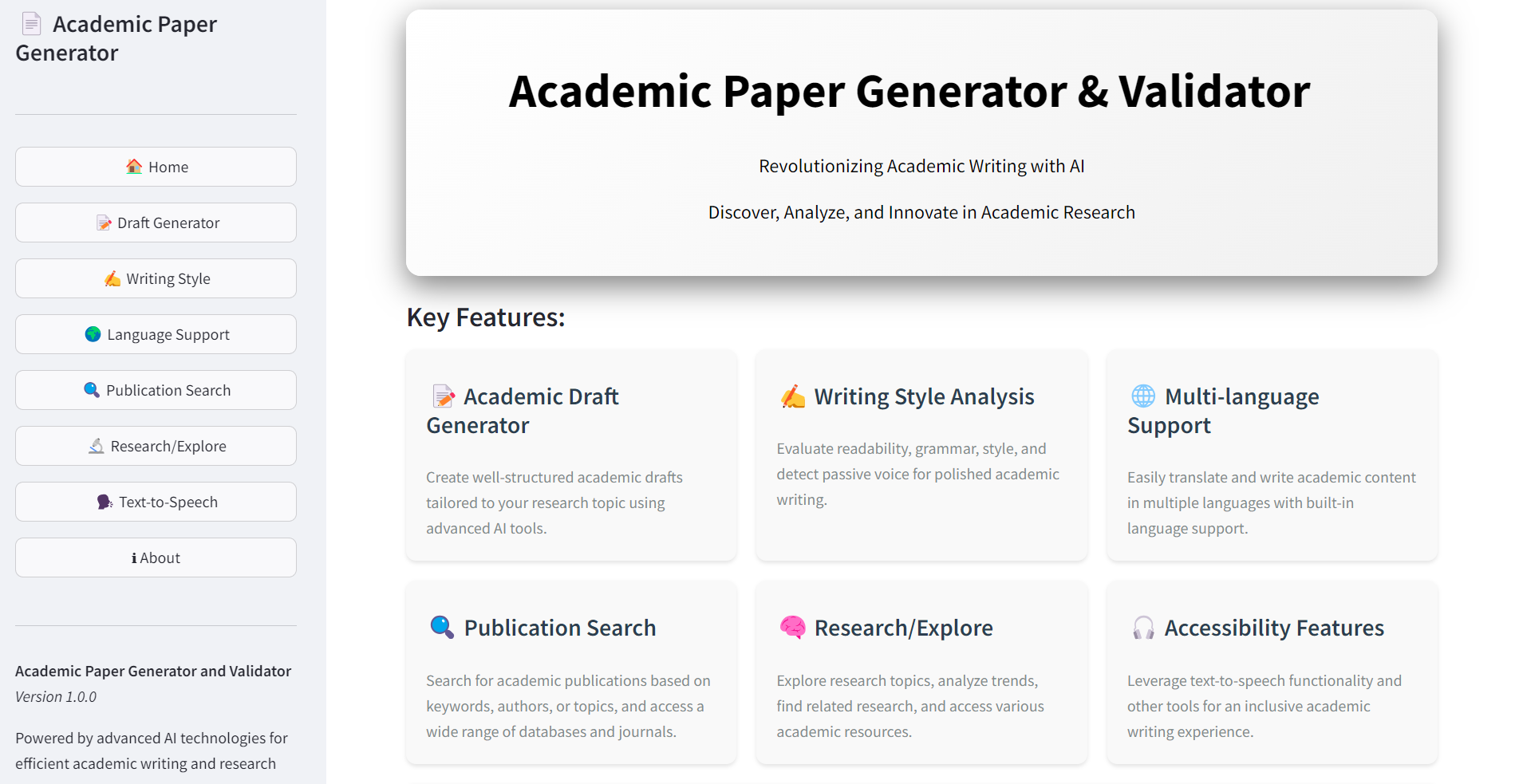 AI Academic Paper Generator and Validator Screenshot