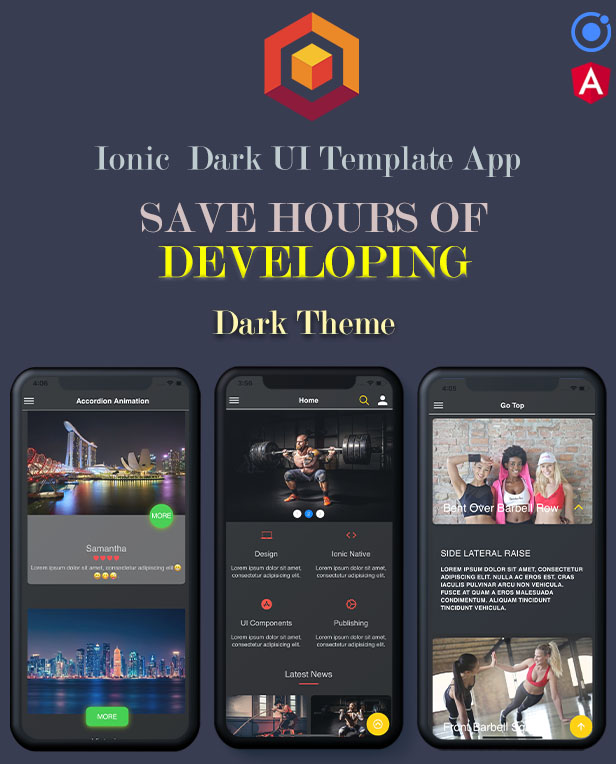 Ionic 5 / Angular 8 Dark UI Theme / Template App | Starter App