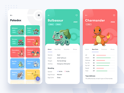 Pokedex App simple minimal clean android pokedex pokemon ux design iphone ios app ui