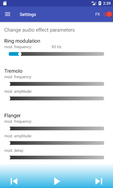 Audio effects settings