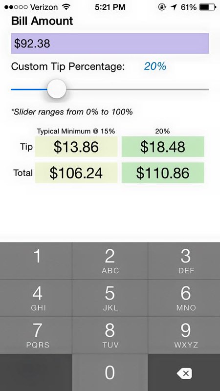 Tip Calculator Screen