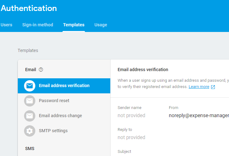 Setup Email Verification Template