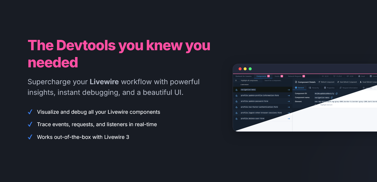Devtools for Livewire