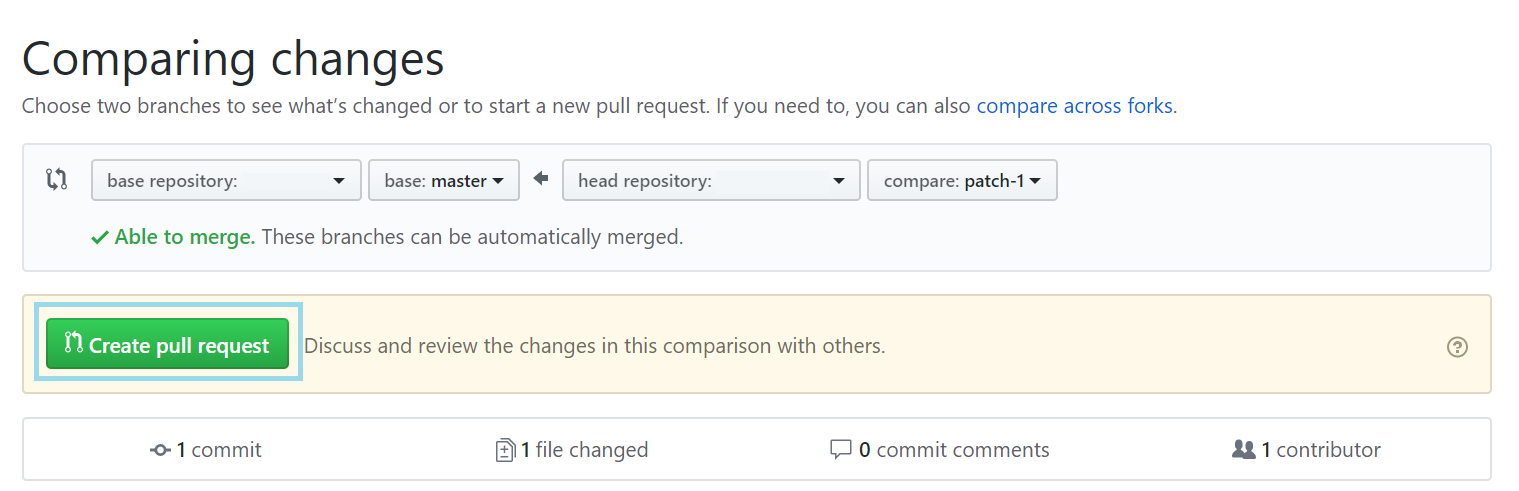 Example create pull request