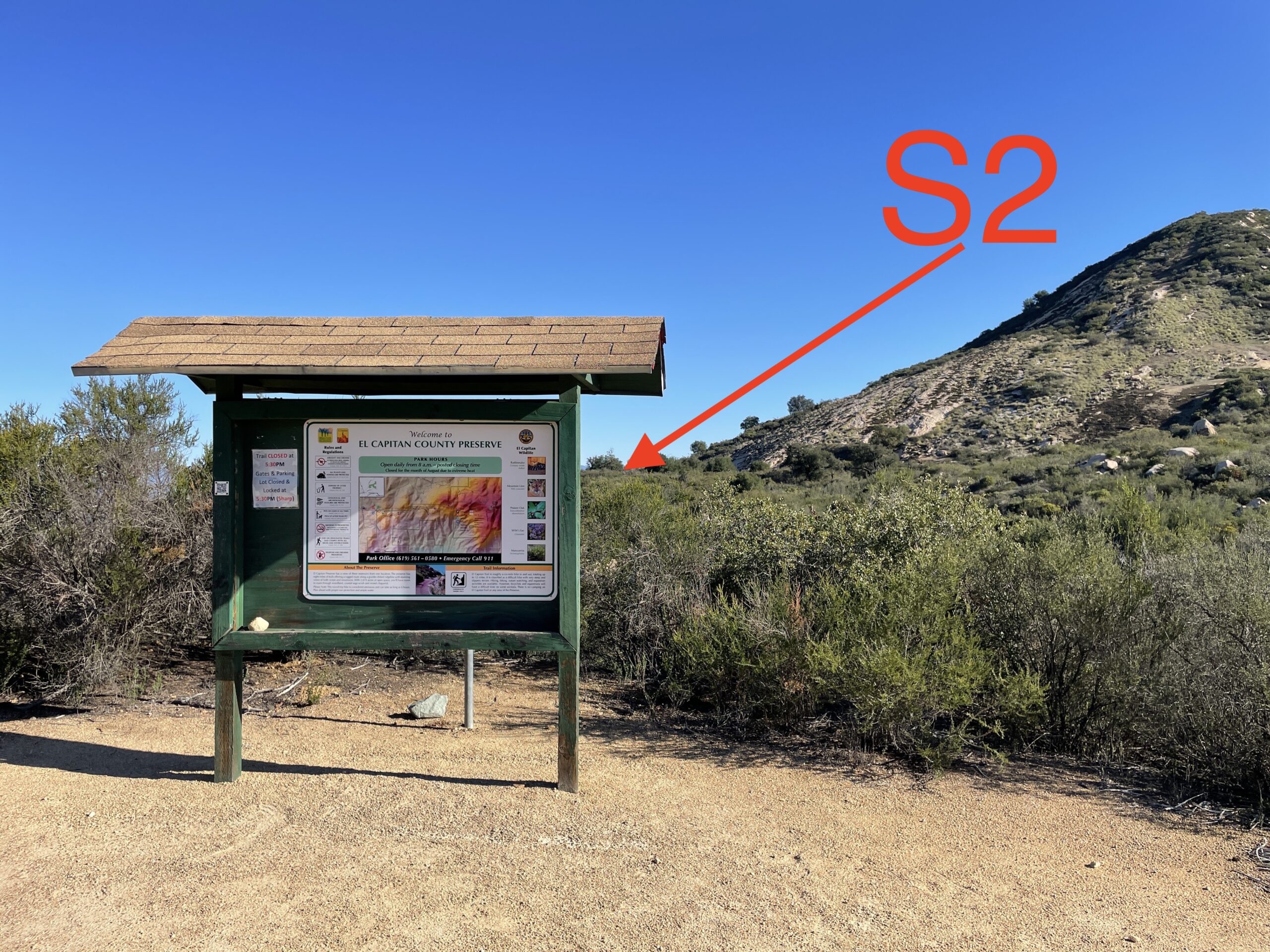 Proposed S2 spot on Trailside Information Kiosk