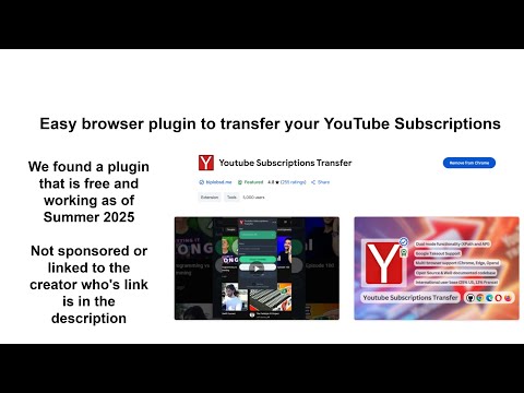 Move YouTube subscriptions between accounts with Subscriptions Transfer plugin - Free / Working 2025