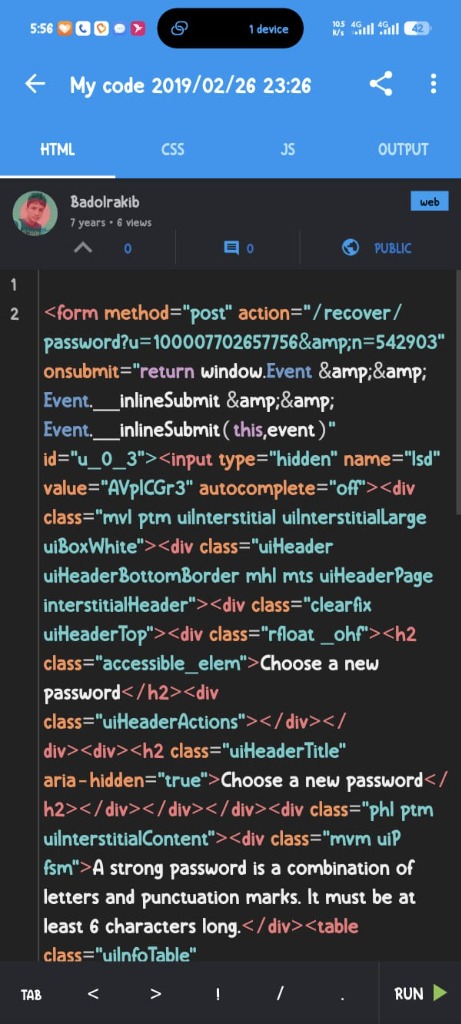 First HTML Code on SoloLearn