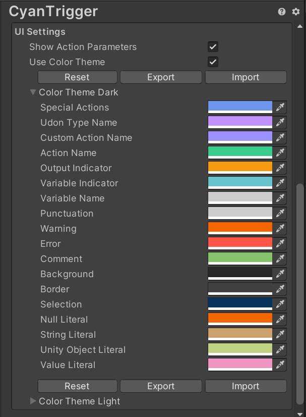 Color Theme Settings