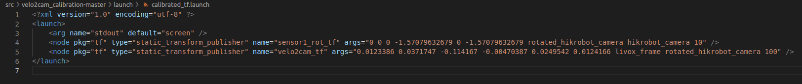 Calibration Launch File