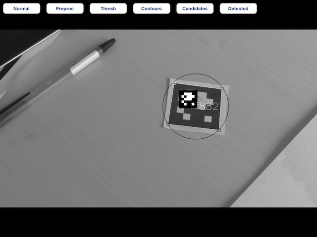 Display of intermediate marker detection step -- Thresholding