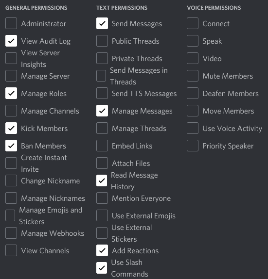 Bot permissions