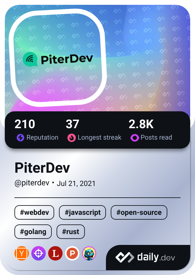 PiterDev's Dev Card