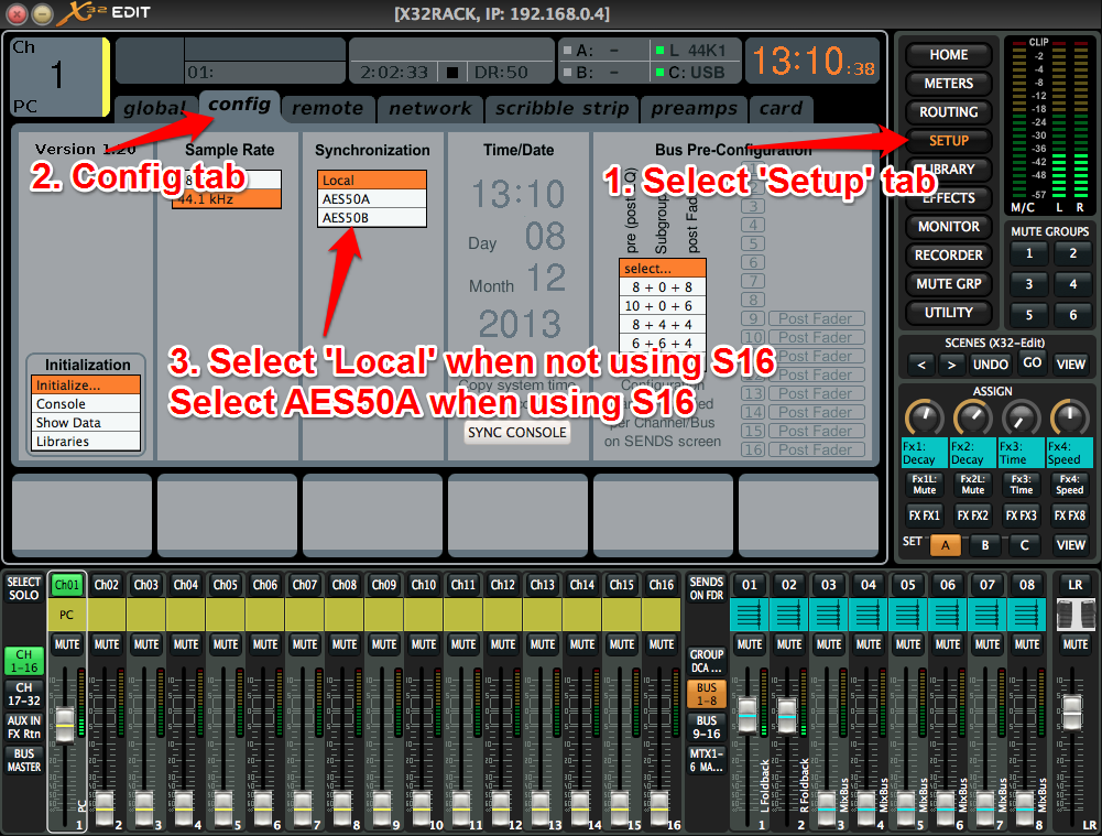 Sync console to AES50A