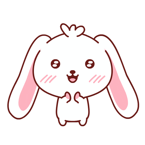 Cute cartoon bunny clapping hands in joy