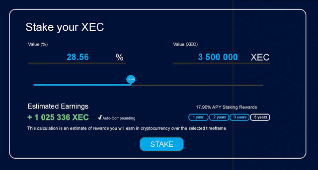 XEC staking in wallet