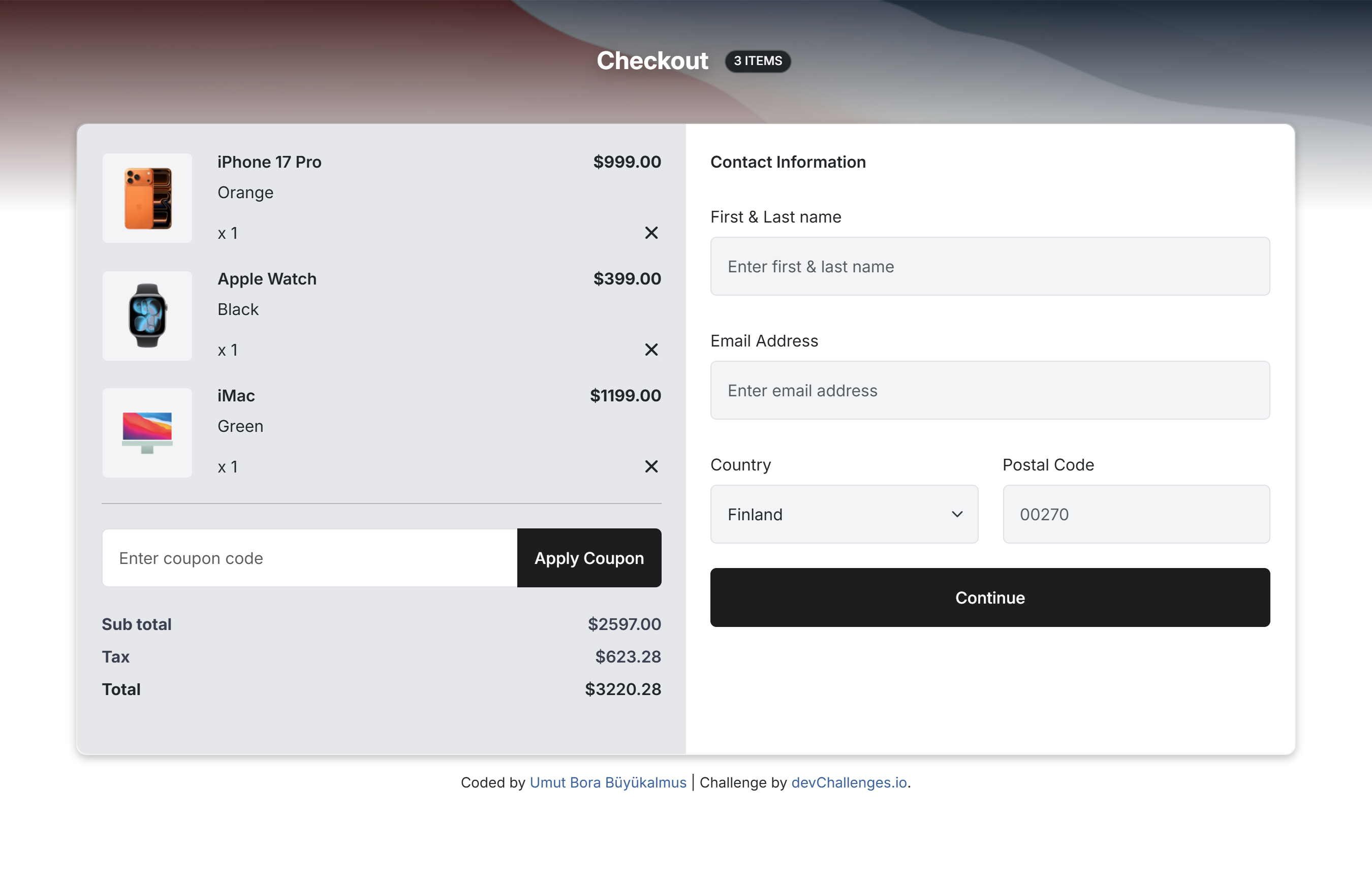 GitHub - UmutBoraBuyukalmus/apple-shop-checkout-page · GitHub