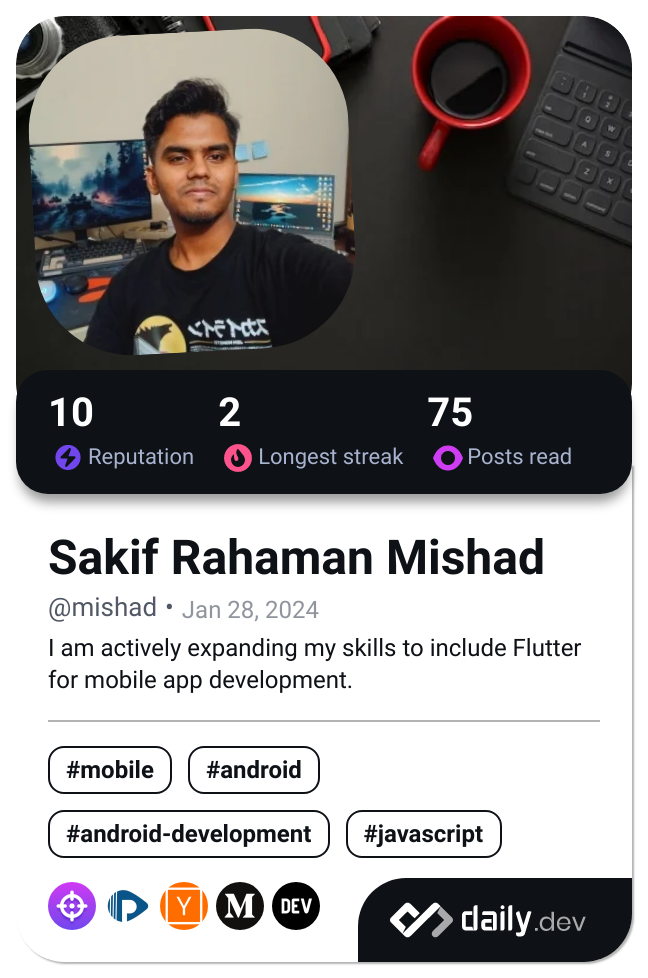 Sakif Rahaman Mishad's Dev Card 