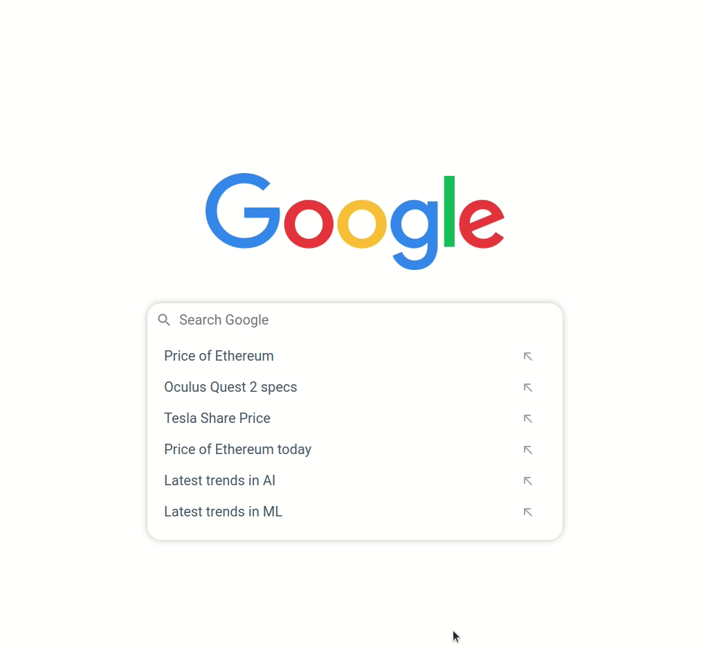 google search suggestions output