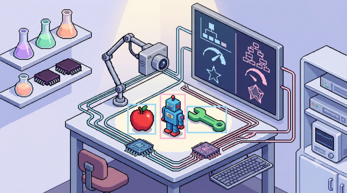 YOLO Complexity Lab — pixel illustration