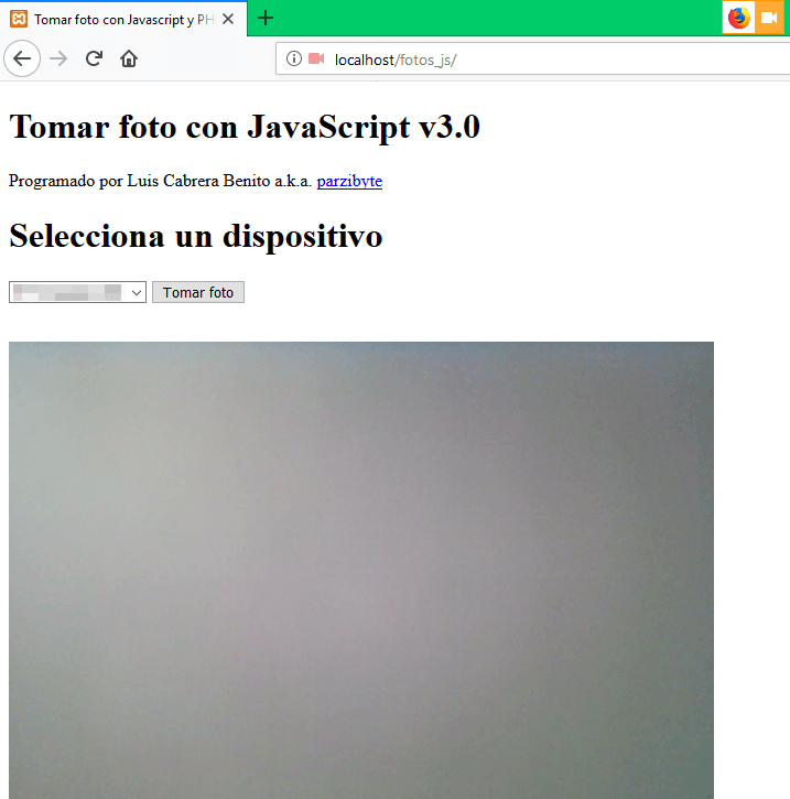 Tomar foto con JavaScript en Firefox