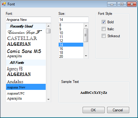 Image of CustomFontDialog