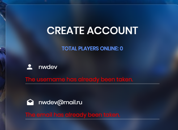 Username and email must be unique