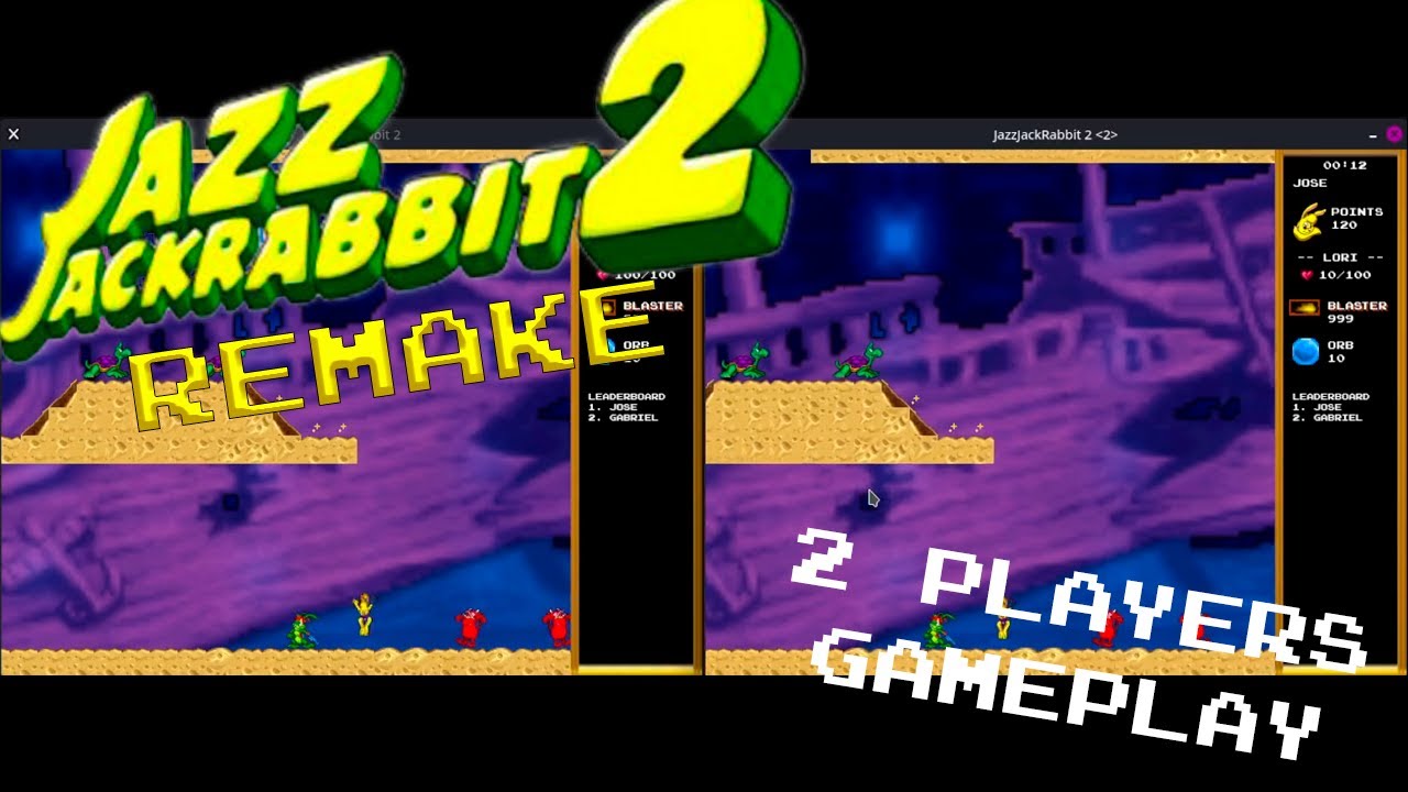 Jazz JackRabbit 2 Remake - Gameplay - 2 Players