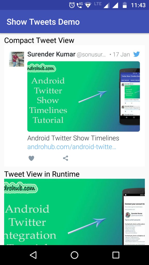 Compact TweetView using XML