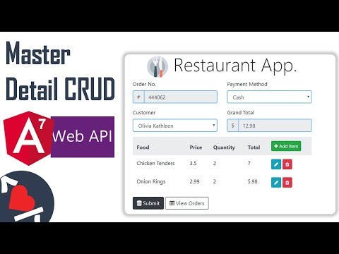 Video Tutorial for Angular 7 Master-Detail CRUD with Web API