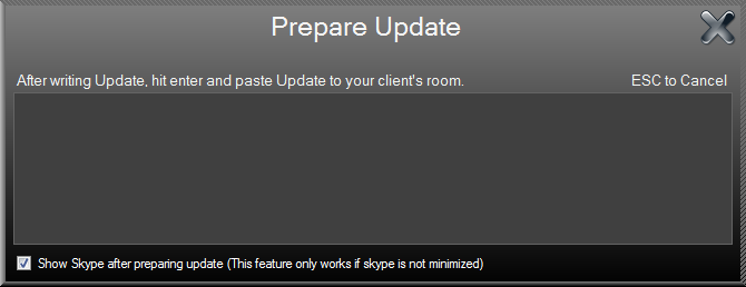 Prepare Update Window