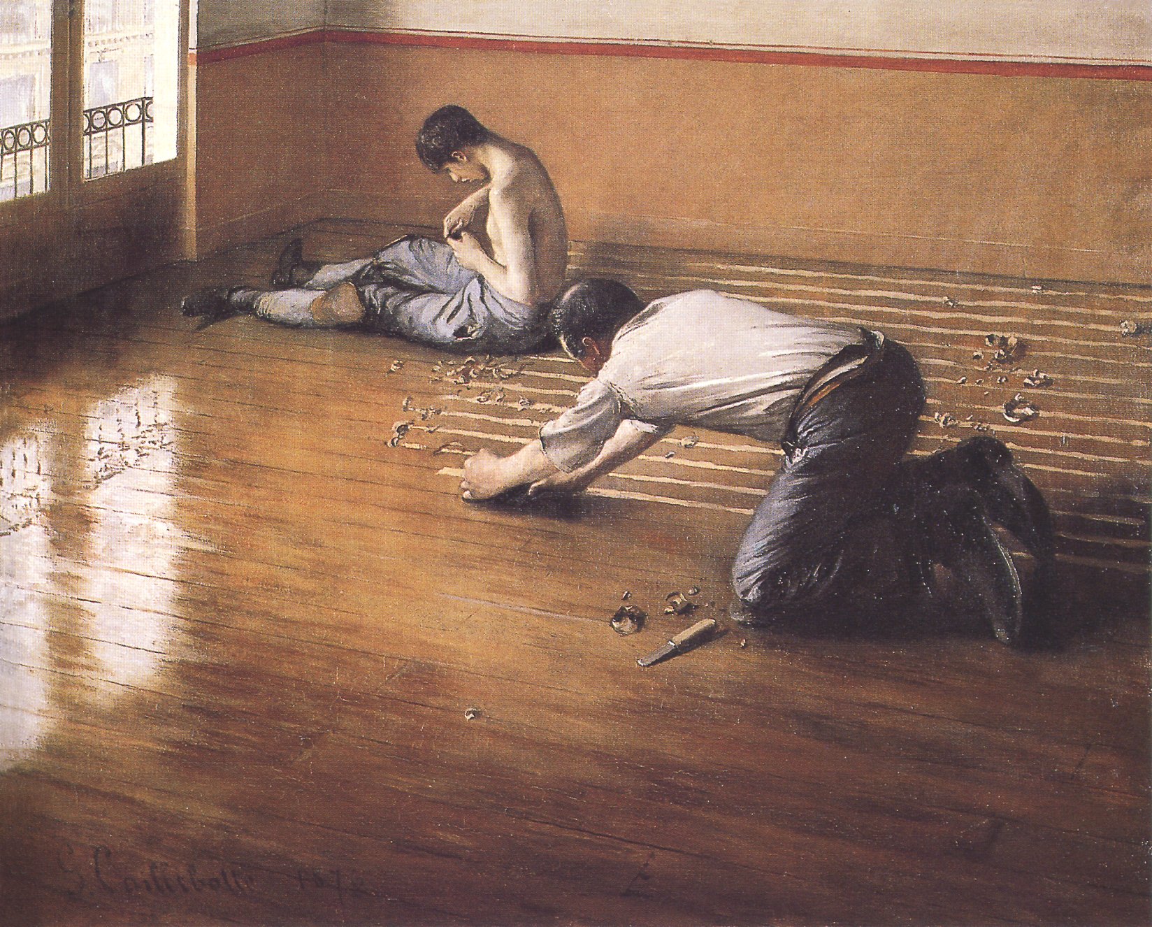 A version of Gustave Caillebotte's Floor-scapers (Les raboteurs de parquet), 1876