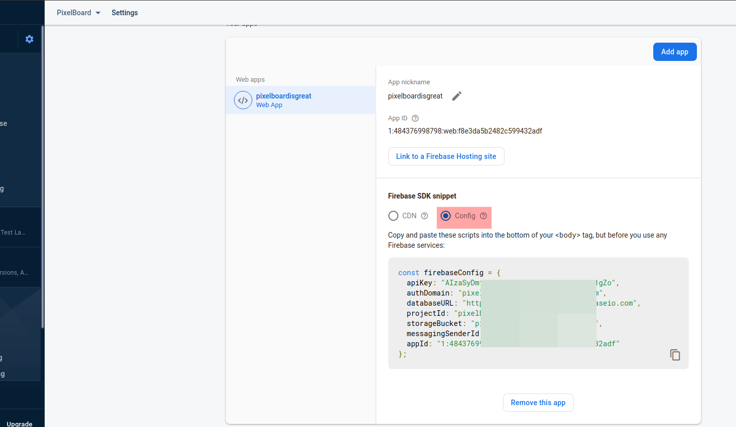 Firebase SDK Snippit Config