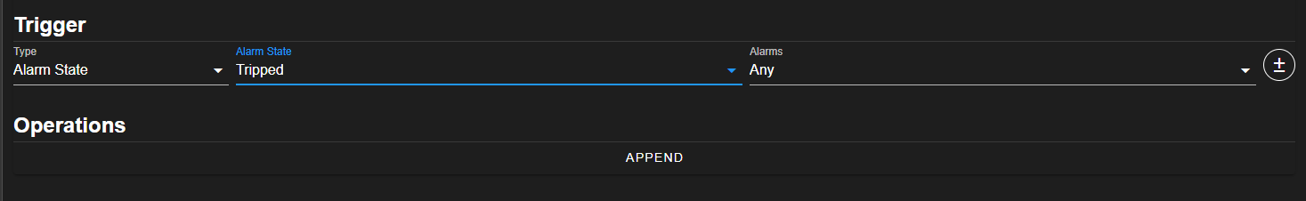 Parameters of alarm trigger type